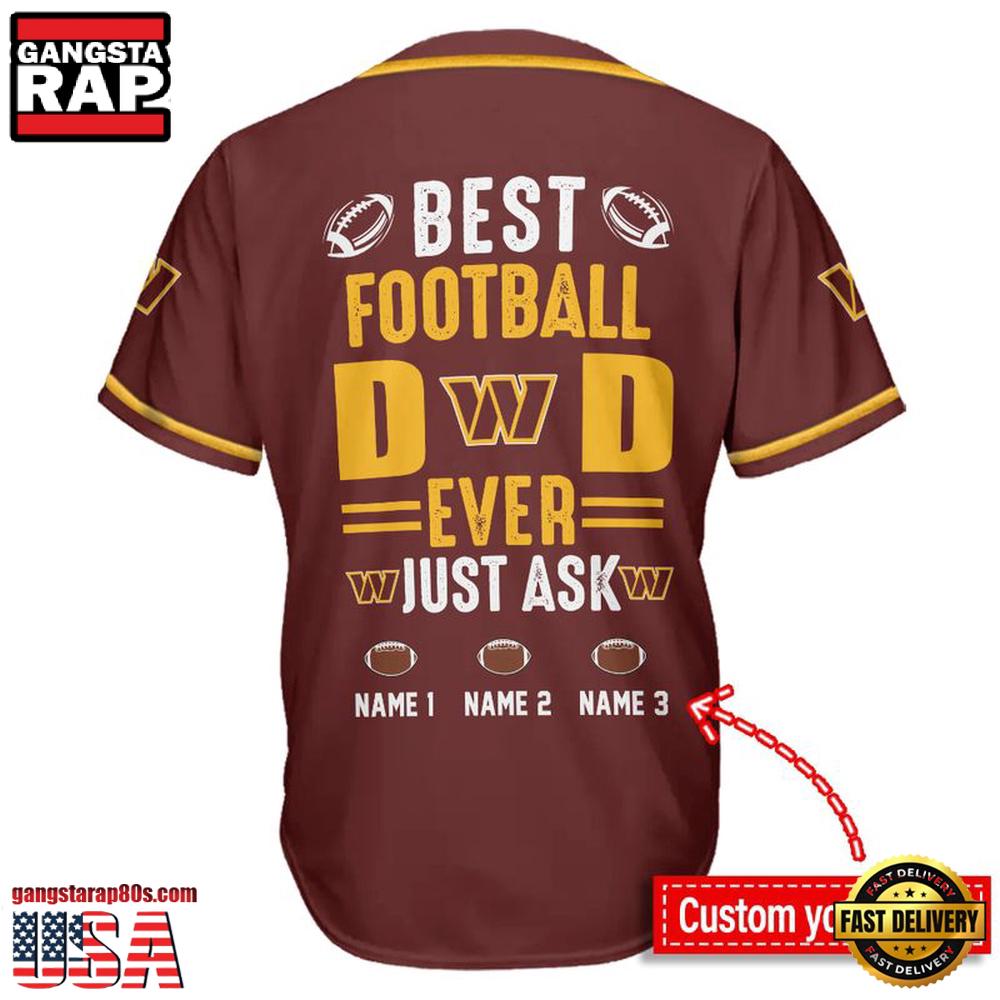 NFL Custom Name Washington Commanders Best Dad Ever New Design Baseball Jersey Shirt