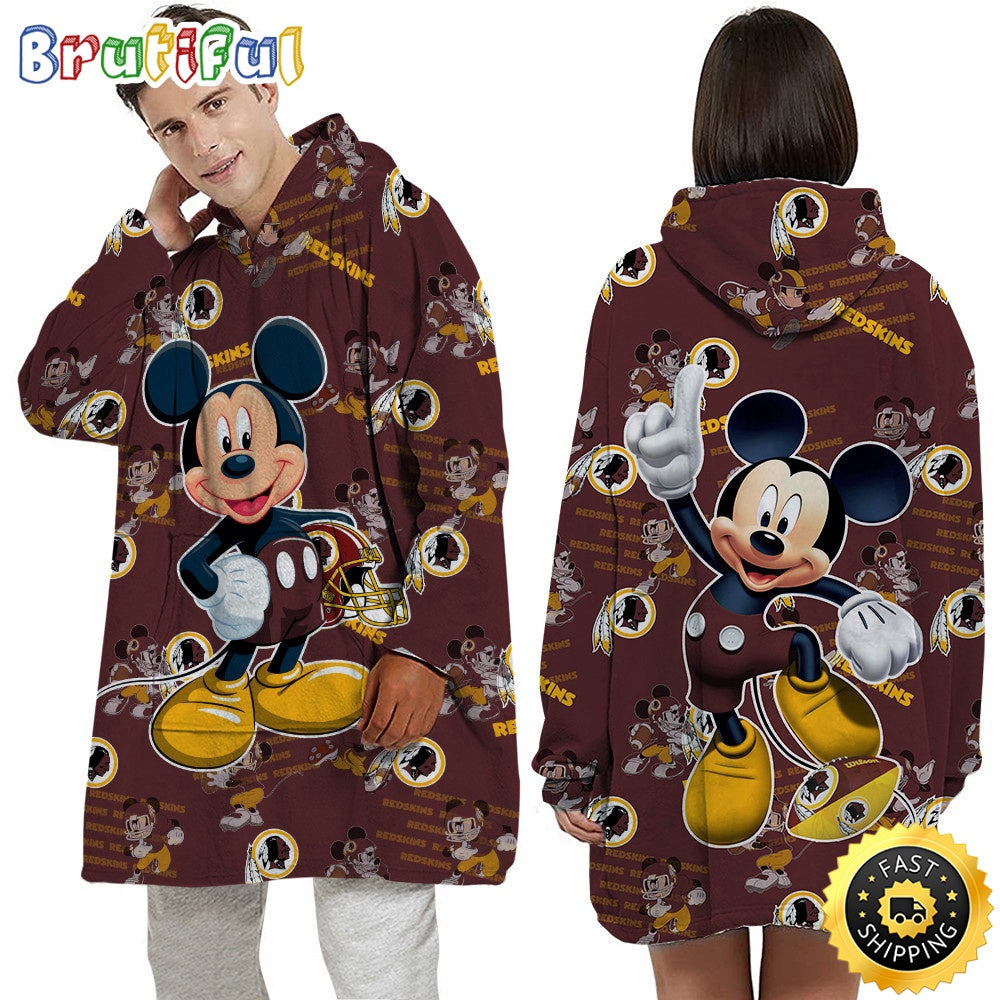 NFL Washington Commanders Blanket Hoodie Mickey Mouse Lover Unisex Hoodie