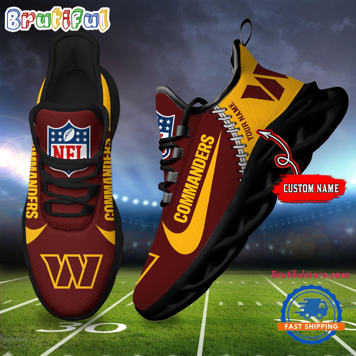 NFL Washington Commanders Football New Season Sneaker Max Soul Shoes