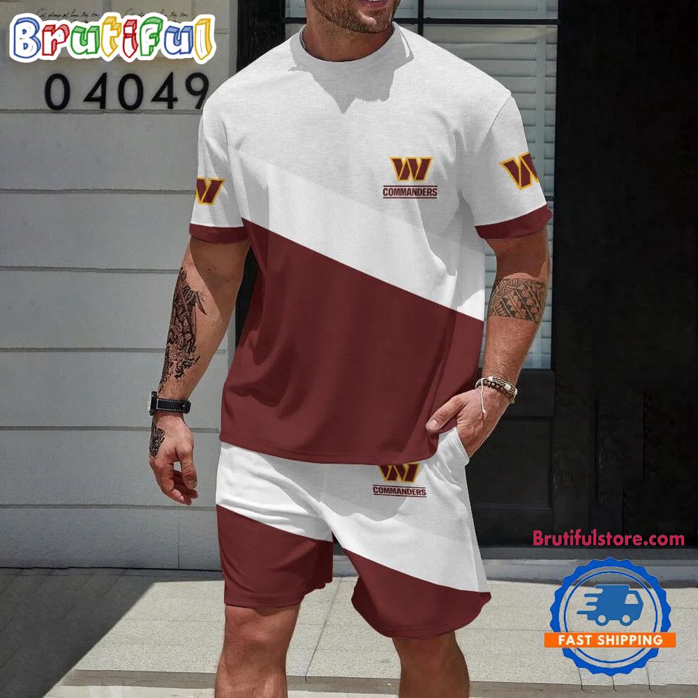 NFL Washington Commanders Football T Shirt And Shorts Set