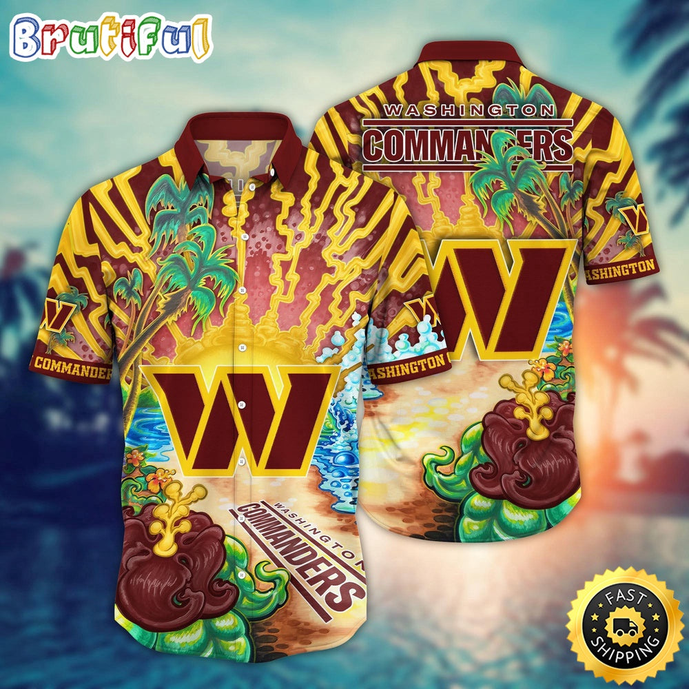 NFL Washington Commanders Hawaiian Shirt Flower Hawaii Shirt For Football Fans
