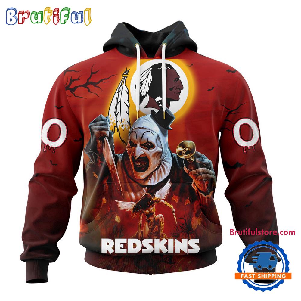 NFL Washington Commanders Horror Terrifier Ghoulish Valak Halloween Football Hoodie