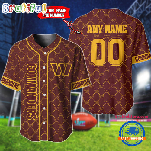 NFL Washington Commanders Logo Team Hologram Pattern Design Baseball Jersey