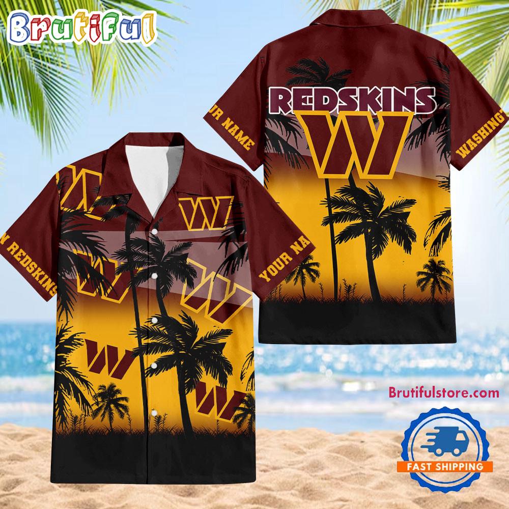 NFL Washington Commanders Palm Tree Summer Design Aloha Hawaiian Shirt