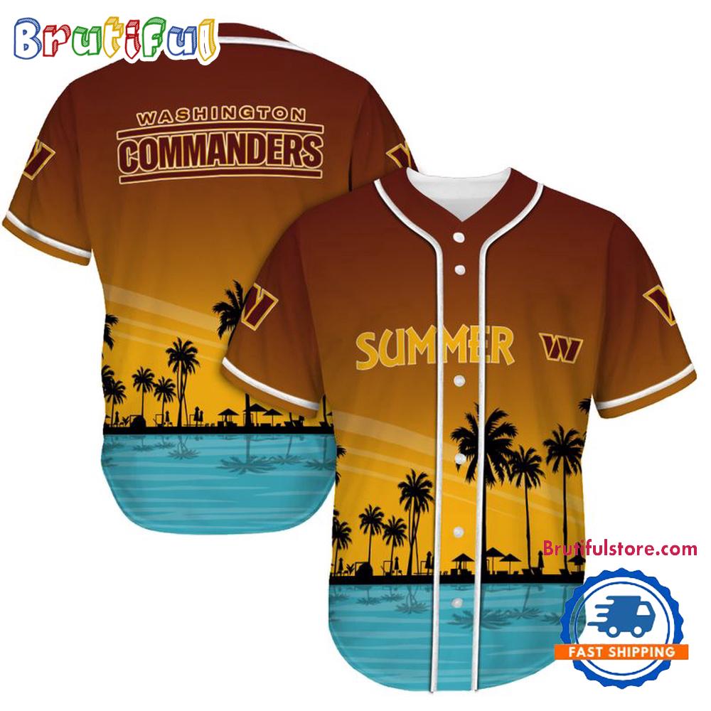 NFL Washington Commanders Palm Trees Summer On The Beach Baseball Jersey