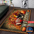 NFL Washington Commanders Pumpkin Flower Football Halloween Rectangle Rug