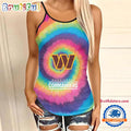 NFL Washington Commanders Rainbow Pattern Summer Women’s Criss Cross Tank Top