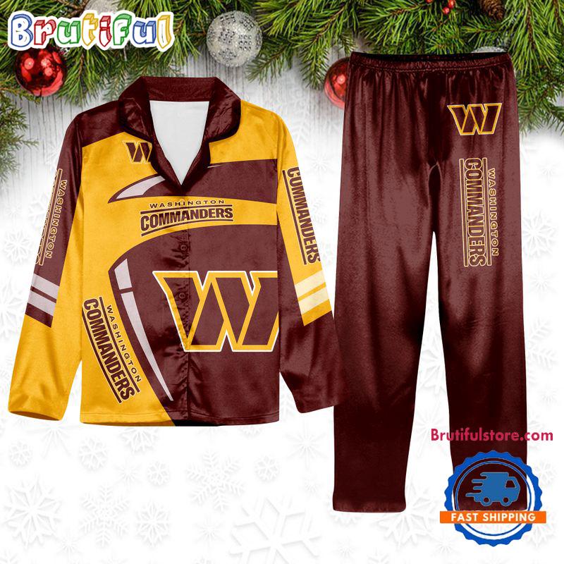 NFL Washington Commanders Special Football Team Winter Season Satin Pajamas Set