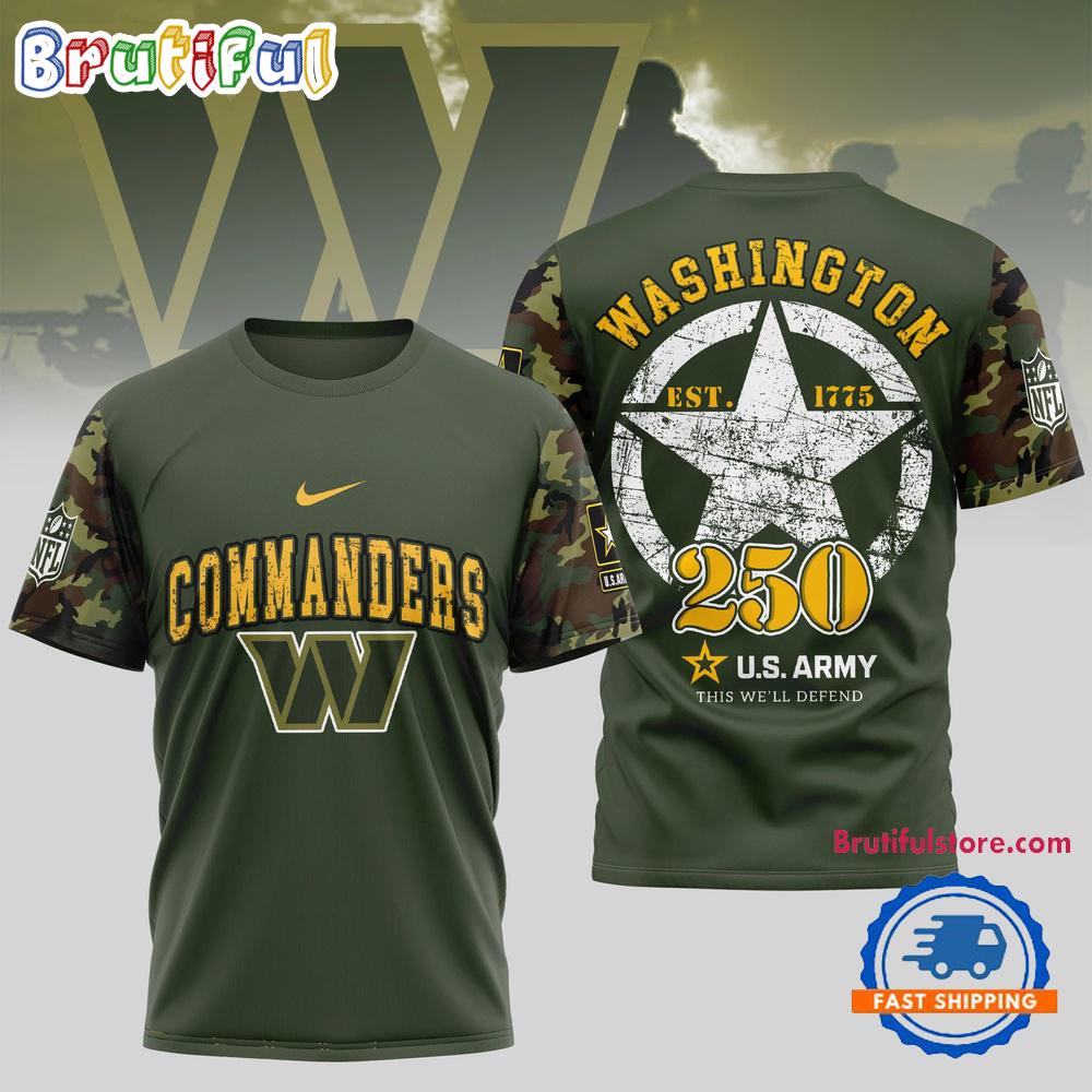 NFL Washington Commanders US Army 250th Birthday Celebration 3D Shirt