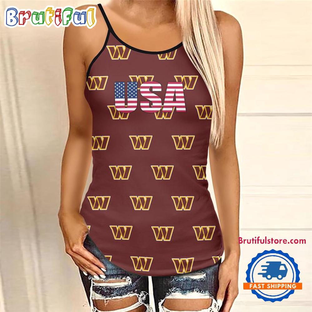NFL Washington Commanders USA Independence Day Women’s Criss Cross Tank Top