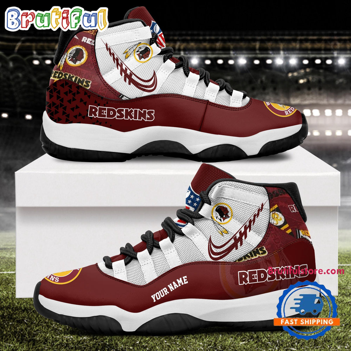 NFL Washington Redskin Football Team Custom Air Jordan 11 Shoes