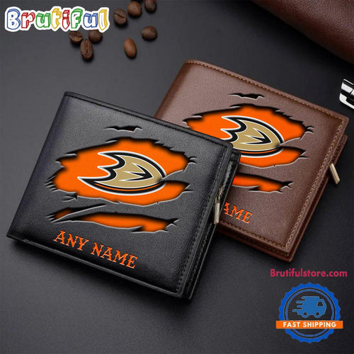 NHL Anaheim Ducks Custom Name Wallet, Hockey Team Design Men’s Wallet