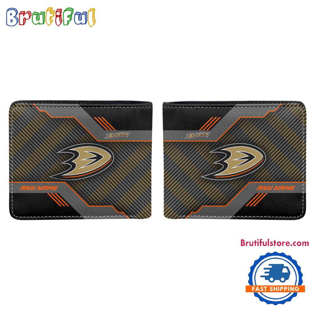 NHL Anaheim Ducks Hockey Logo Team Personalized Name Black Men’s Wallet