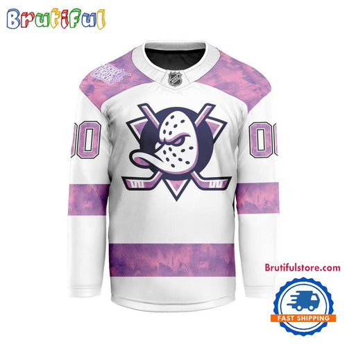 NHL Anaheim Ducks Personalized Hockey Fights Cancer Design Jersey