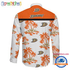 NHL Anaheim Ducks Special Hockey Long Sleeve Hawaiian Design Button Shirt