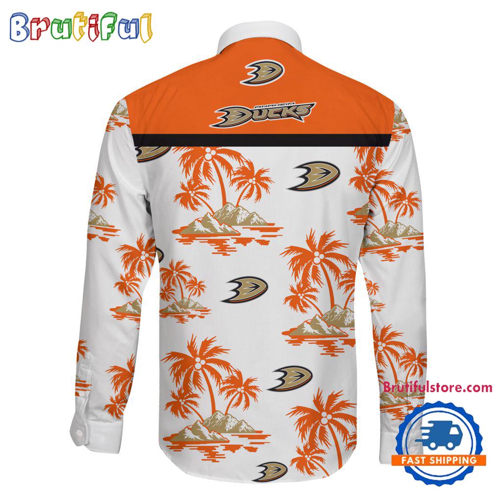 NHL Anaheim Ducks Special Hockey Long Sleeve Hawaiian Design Button Shirt