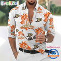 NHL Anaheim Ducks Special Hockey Long Sleeve Hawaiian Design Button Shirt
