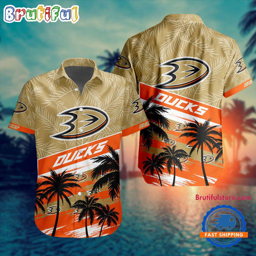 NHL Anaheim Ducks Special Palm Tree Hawaiian Button Shirt