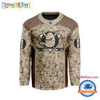 NHL Anaheim Ducks Special Veterans Military Desert Camouflage Design Hockey Jersey