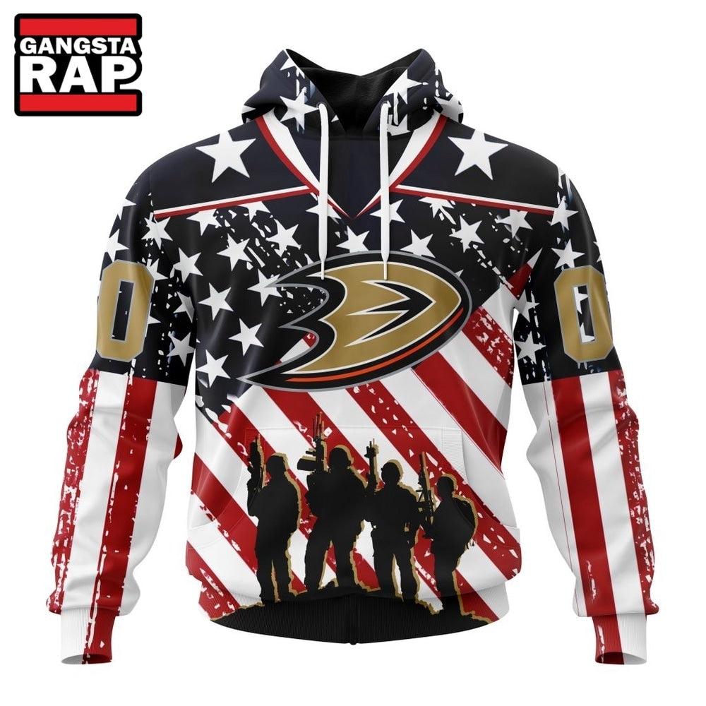 NHL Anaheim Ducks Specialized Kits For Honor USS Military Hoodie, T Shirt