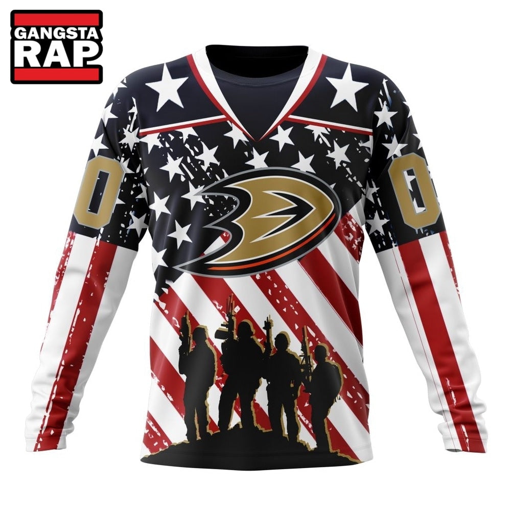 NHL Anaheim Ducks Specialized Kits For Honor USS Military Hoodie, T Shirt