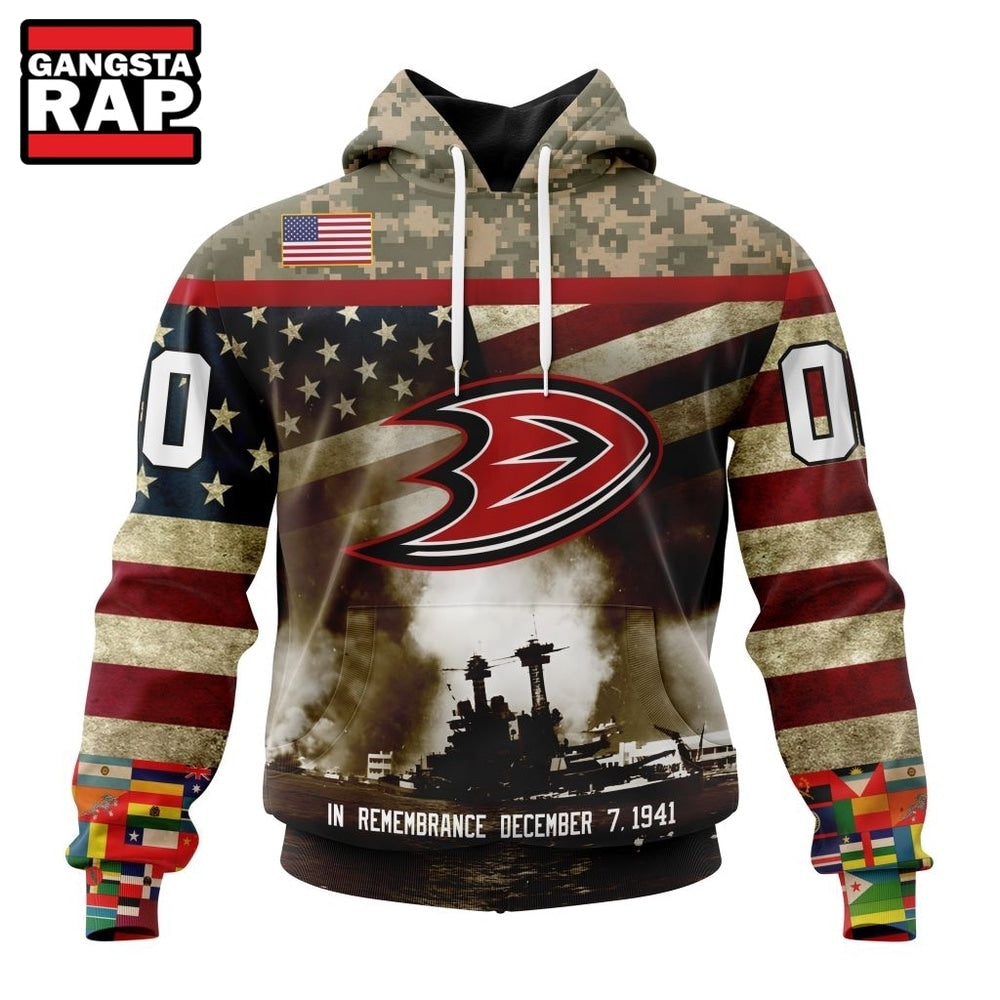 NHL Anaheim Ducks Specialized Unisex Kits Remember Pearl Harbor Hoodie, T Shirt