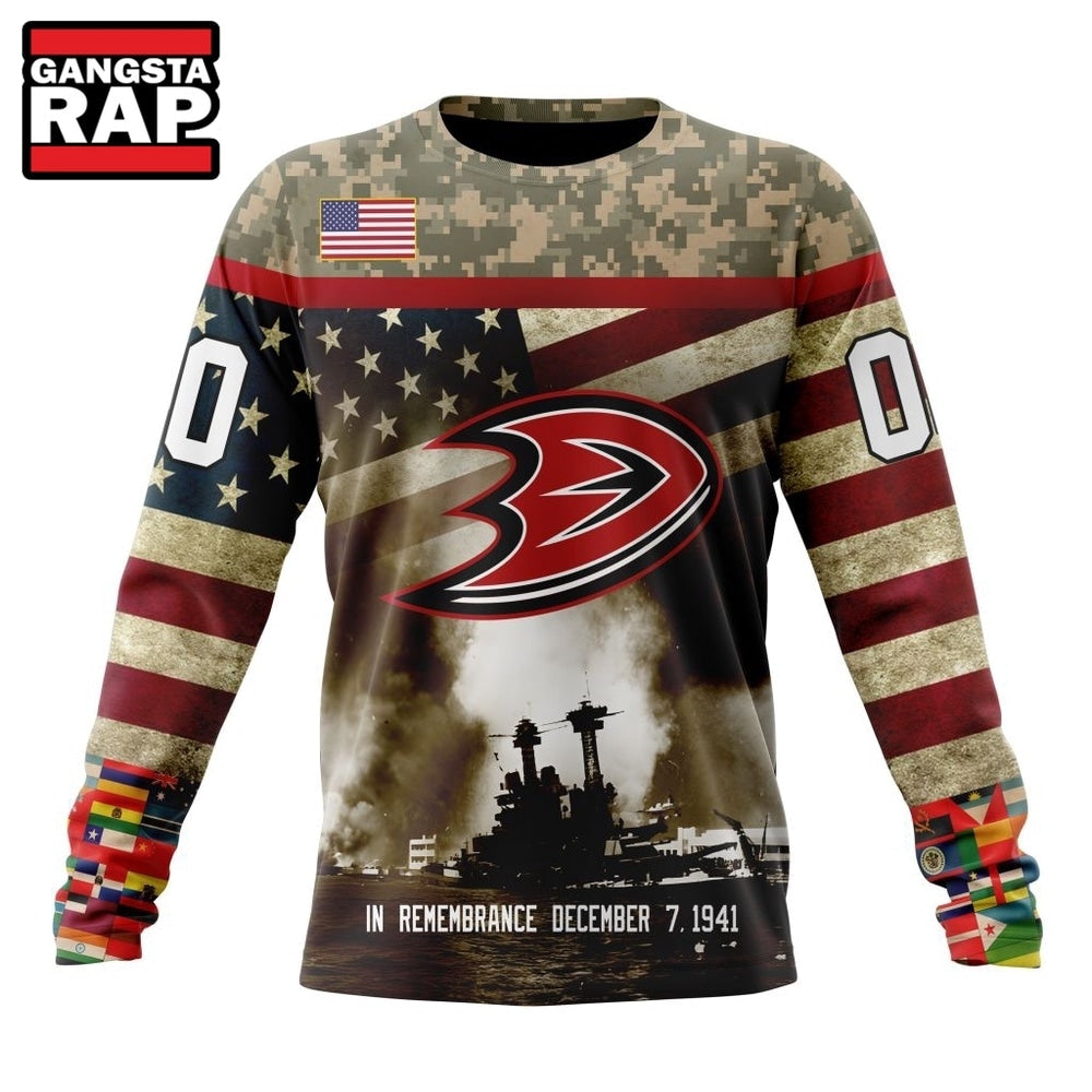 NHL Anaheim Ducks Specialized Unisex Kits Remember Pearl Harbor Hoodie, T Shirt