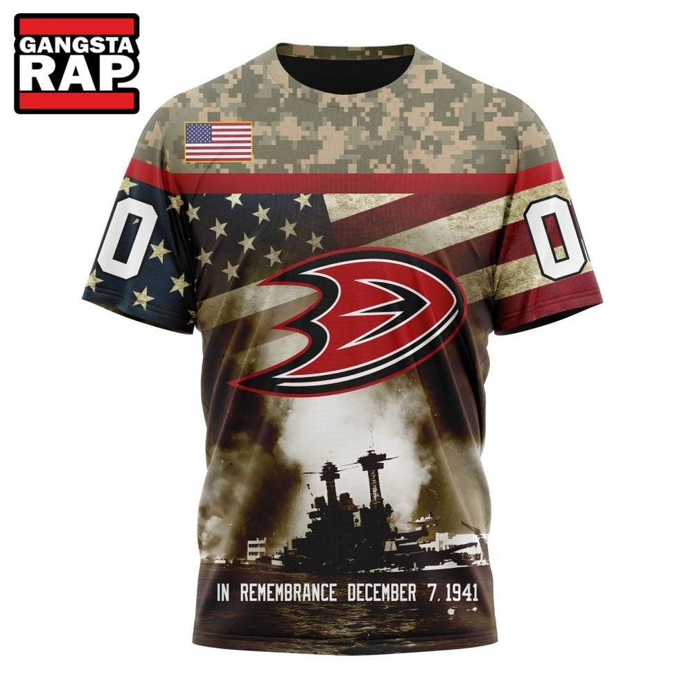 NHL Anaheim Ducks Specialized Unisex Kits Remember Pearl Harbor Hoodie, T Shirt