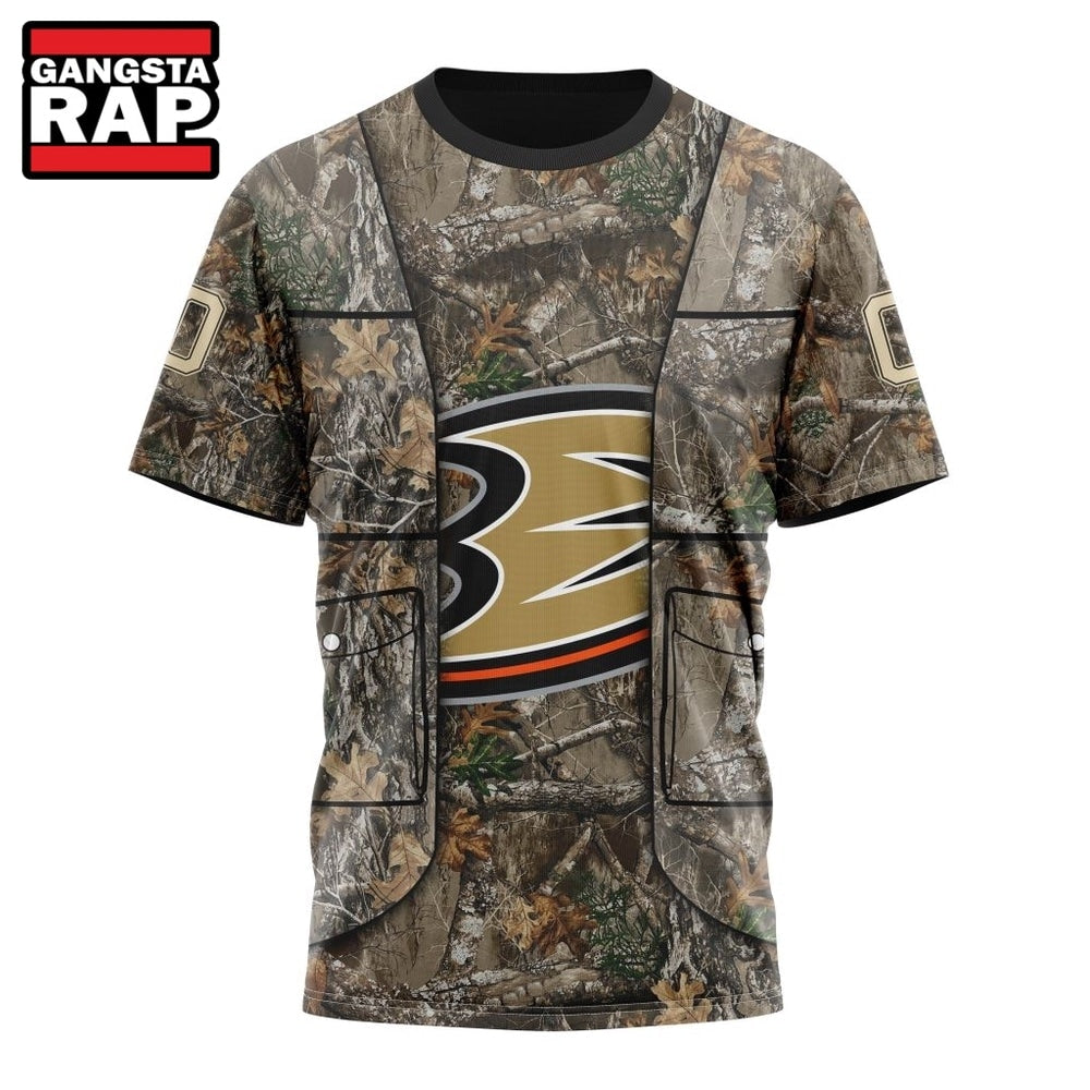 NHL Anaheim Ducks Specialized Unisex Vest Kits With Realtree Camo Hoodie, T Shirt