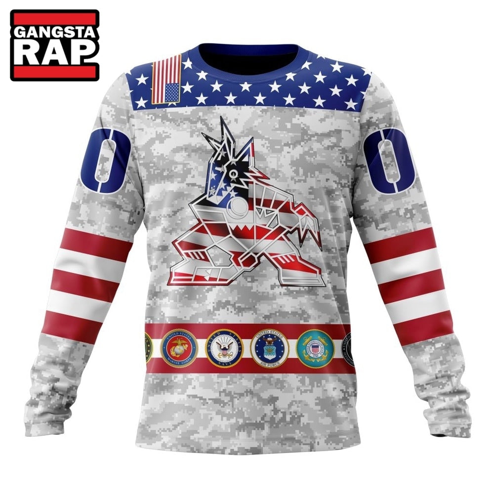 NHL Arizona Coyotes Armed Forces Appreciation Design Hoodie, T Shirt