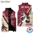 NHL Arizona Coyotes Custom Name Sleeveless Puffer Jacket, Hockey Team Jacket Fans Gifts