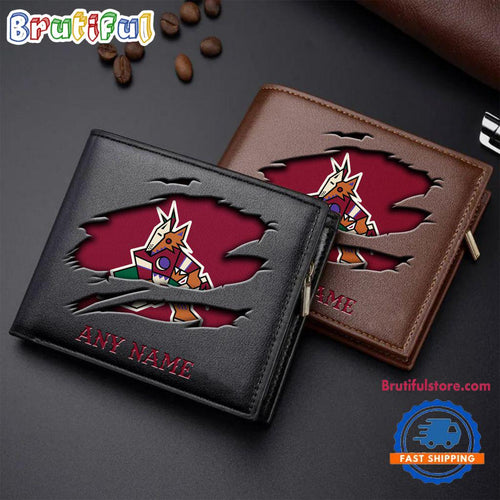 NHL Arizona Coyotes Custom Name Wallet, Hockey Team Design Men’s Wallet