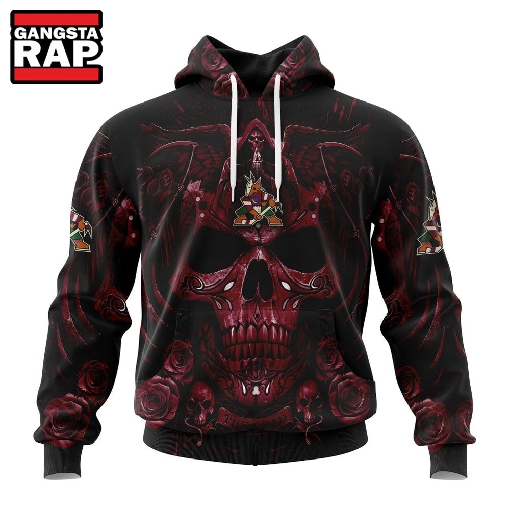 NHL Arizona Coyotes Special Design Halloween With Skull Art Hoodie, T Shirt