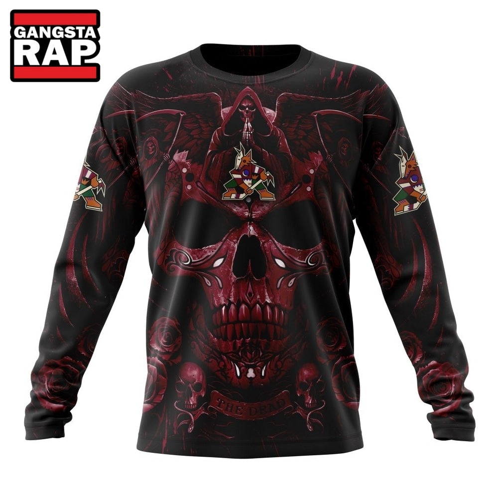 NHL Arizona Coyotes Special Design Halloween With Skull Art Hoodie, T Shirt