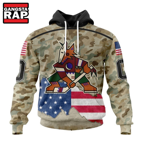 NHL Arizona Coyotes Specialized Kits For United State With Camo Color Hoodie, T Shirt