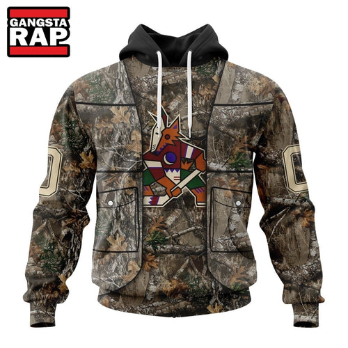 NHL Arizona Coyotes Specialized Unisex Vest Kits With Realtree Camo Hoodie, T Shirt