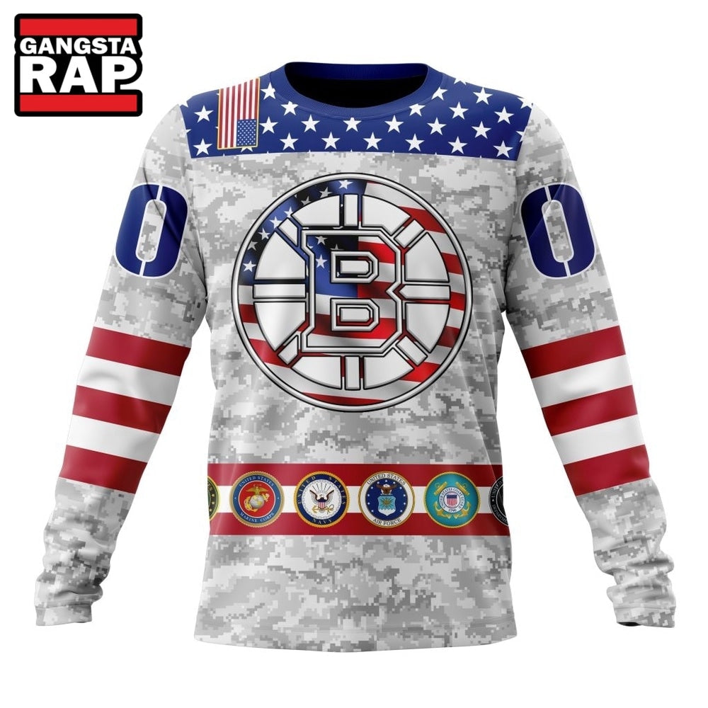 NHL Boston Bruins Armed Forces Appreciation Design Hoodie, T Shirt