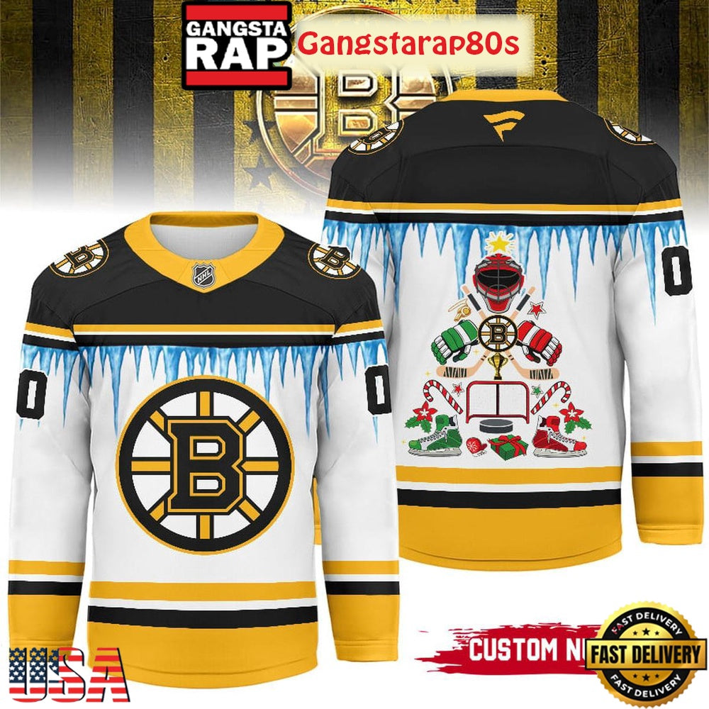 NHL Boston Bruins Christmas 2025 Custom Number Hockey Jersey