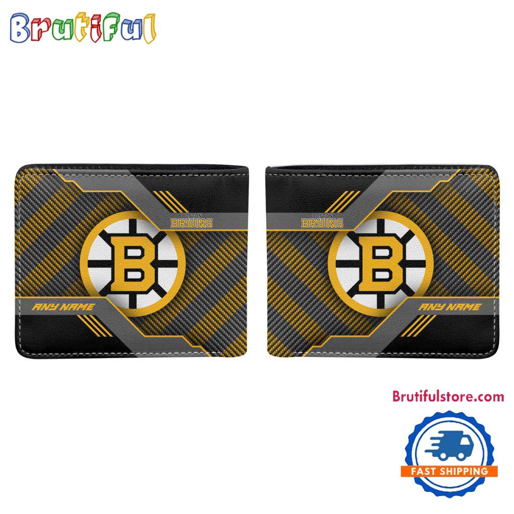 NHL Boston Bruins Hockey Logo Team Personalized Name Black Men’s Wallet
