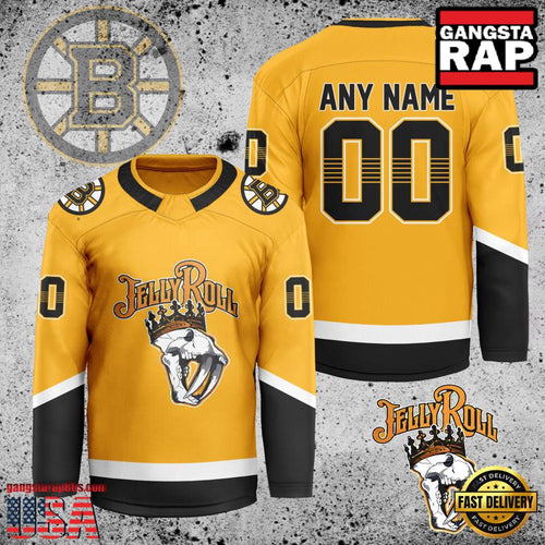 NHL Custom Name Number Boston Bruins Jelly Roll New Design Hockey Jersey