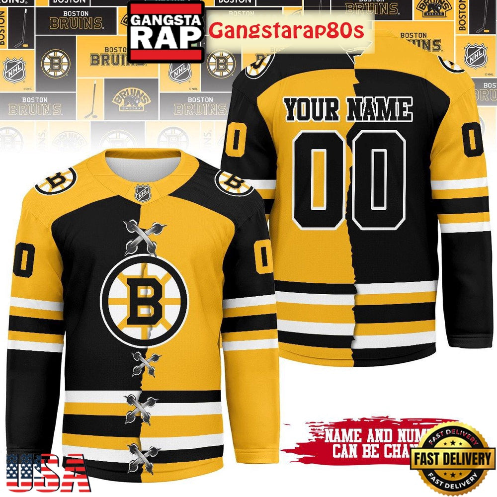 NHL Boston Bruins Mix Home Away 2025 Custom Hockey Jersey