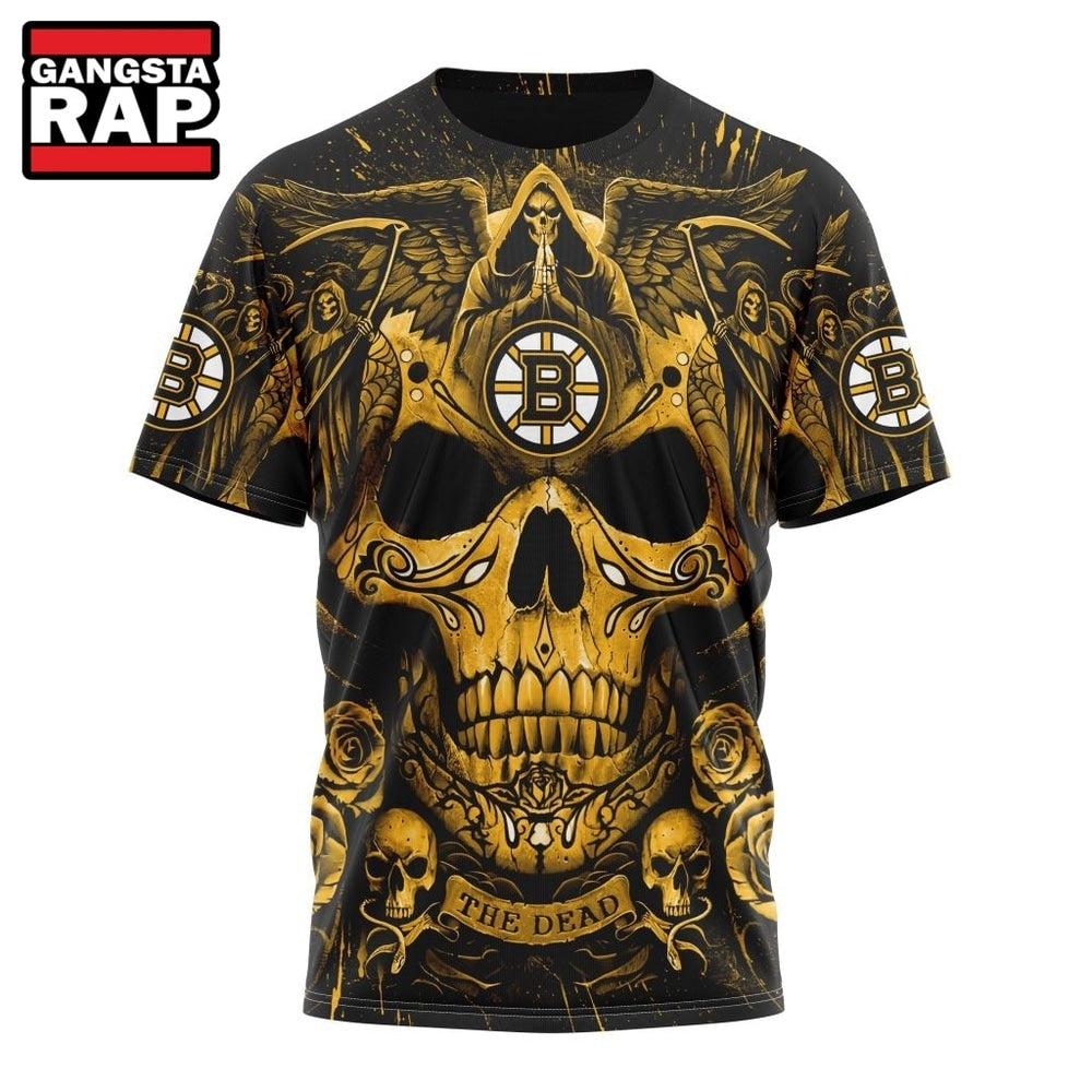 NHL Boston Bruins Special Design Halloween With Skull Art Hoodie, T Shirt
