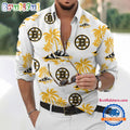NHL Boston Bruins Special Hockey Long Sleeve Hawaiian Design Button Shirt