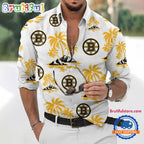 NHL Boston Bruins Special Hockey Long Sleeve Hawaiian Design Button Shirt
