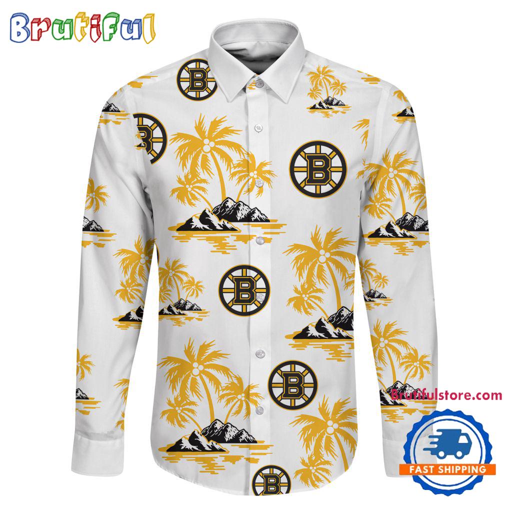 NHL Boston Bruins Special Hockey Long Sleeve Hawaiian Design Button Shirt