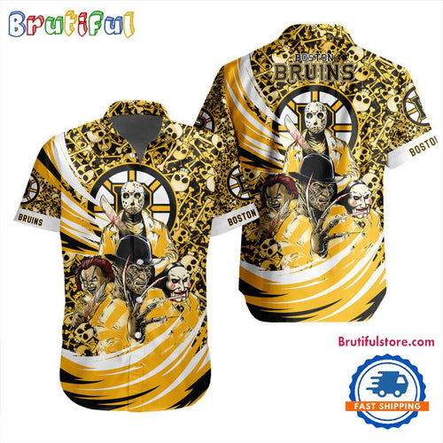 NHL Boston Bruins Special Movies Character Halloween Design Hawaiian Button Shirt