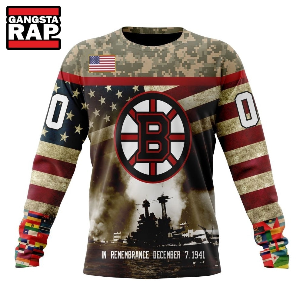 NHL Boston Bruins Specialized Unisex Kits Remember Pearl Harbor Hoodie, T Shirt