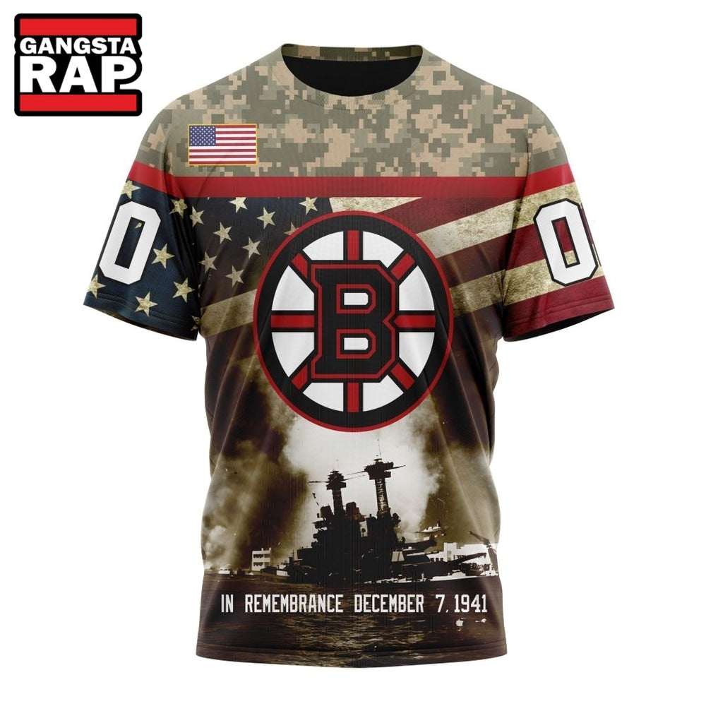 NHL Boston Bruins Specialized Unisex Kits Remember Pearl Harbor Hoodie, T Shirt
