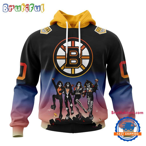 NHL Boston Bruins X KISS Band Special Hockey Team Music Design Unisex Hoodie