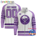 NHL Buffalo Sabres Special Hockey Fight Cancer Standing Neck Zipper Jacket